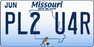 MO license plate PL2U4R