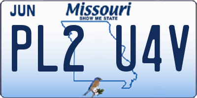 MO license plate PL2U4V