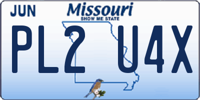 MO license plate PL2U4X