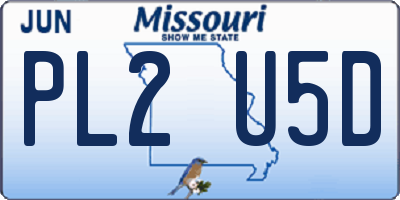 MO license plate PL2U5D