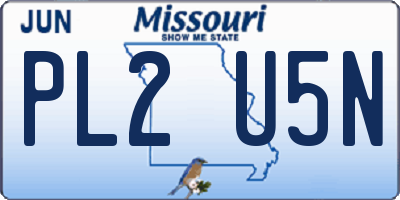 MO license plate PL2U5N