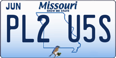 MO license plate PL2U5S