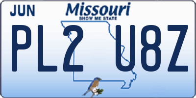 MO license plate PL2U8Z