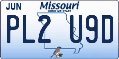 MO license plate PL2U9D