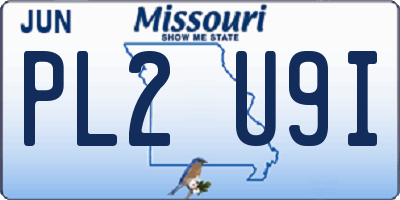 MO license plate PL2U9I