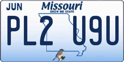MO license plate PL2U9U