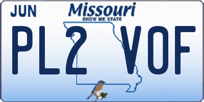MO license plate PL2V0F