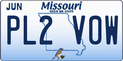 MO license plate PL2V0W
