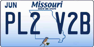 MO license plate PL2V2B