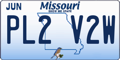 MO license plate PL2V2W