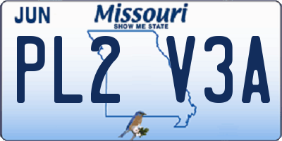 MO license plate PL2V3A