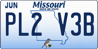 MO license plate PL2V3B