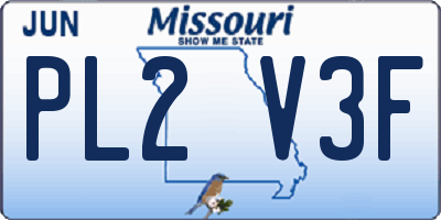 MO license plate PL2V3F