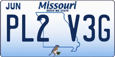 MO license plate PL2V3G