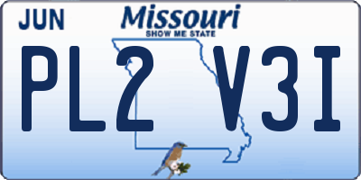 MO license plate PL2V3I