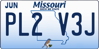 MO license plate PL2V3J