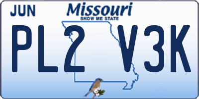 MO license plate PL2V3K