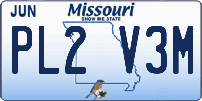 MO license plate PL2V3M