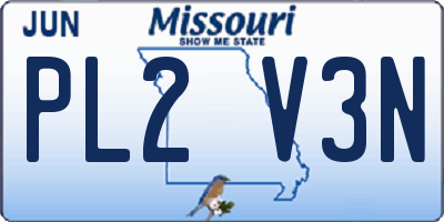 MO license plate PL2V3N