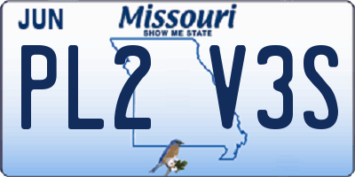 MO license plate PL2V3S