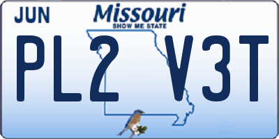 MO license plate PL2V3T