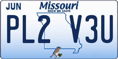 MO license plate PL2V3U