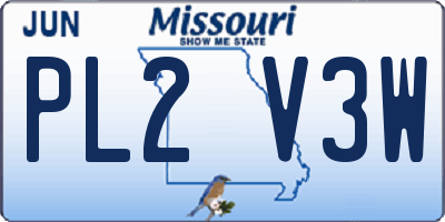 MO license plate PL2V3W