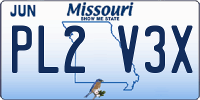 MO license plate PL2V3X