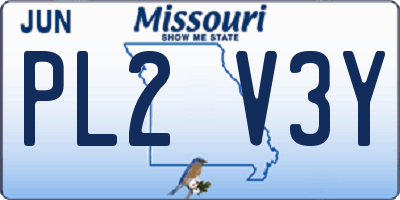 MO license plate PL2V3Y