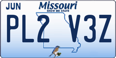 MO license plate PL2V3Z
