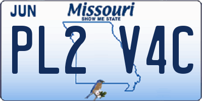MO license plate PL2V4C