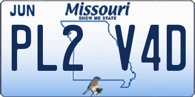 MO license plate PL2V4D