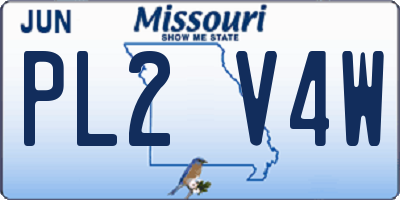 MO license plate PL2V4W