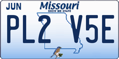 MO license plate PL2V5E