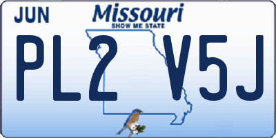 MO license plate PL2V5J