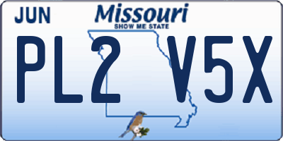 MO license plate PL2V5X