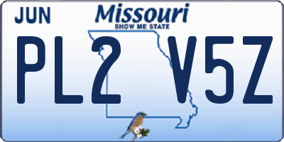 MO license plate PL2V5Z