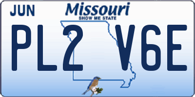 MO license plate PL2V6E