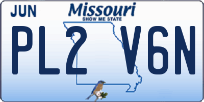 MO license plate PL2V6N