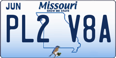 MO license plate PL2V8A