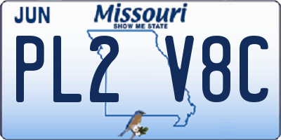 MO license plate PL2V8C