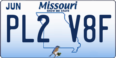 MO license plate PL2V8F