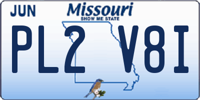 MO license plate PL2V8I