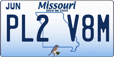MO license plate PL2V8M