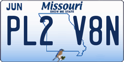 MO license plate PL2V8N