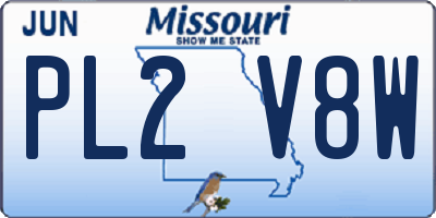 MO license plate PL2V8W