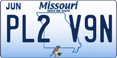 MO license plate PL2V9N