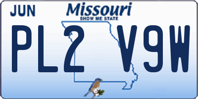MO license plate PL2V9W