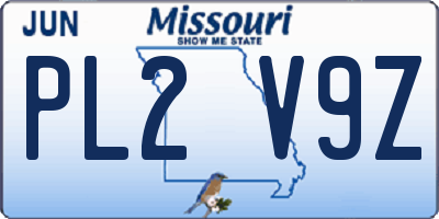 MO license plate PL2V9Z