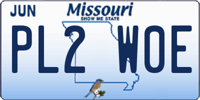 MO license plate PL2W0E